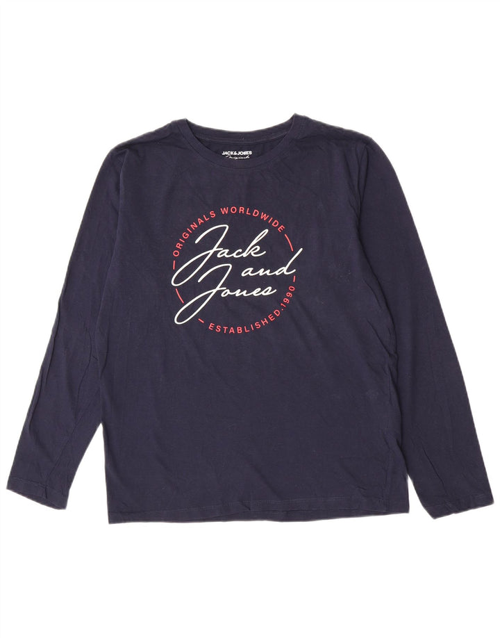Jack & Jones Haut graphique à manches longues pour homme en coton bleu marine Small