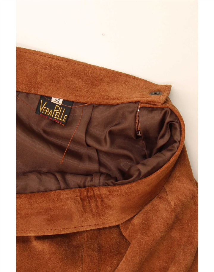 jupe en daim femme vintage petite W27 cuir marron