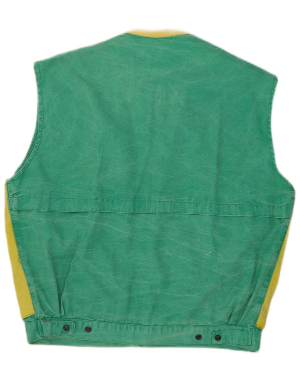 Zip Mens Utility Gilet UK 36 Petit Vert Colorblock Coton