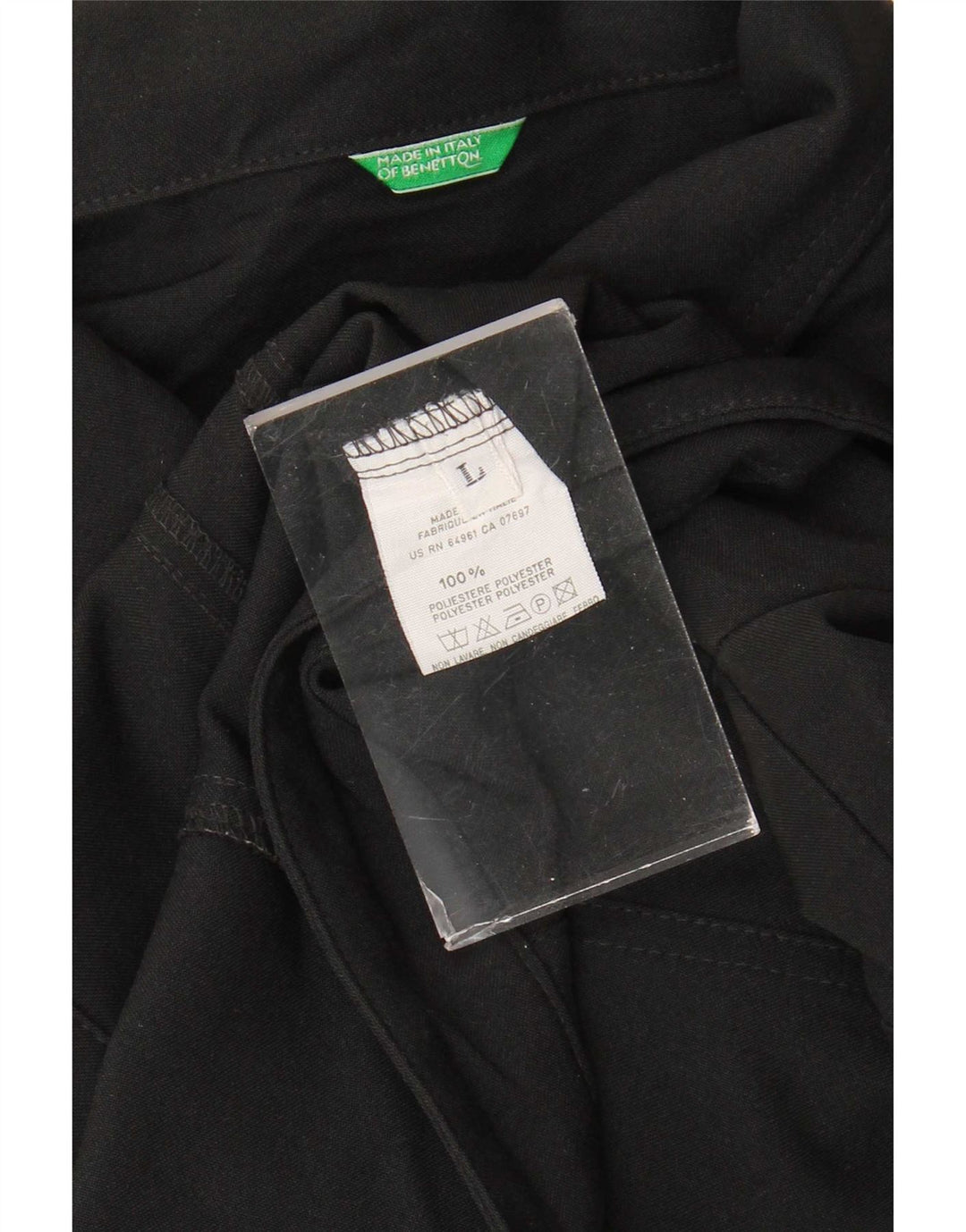 Benetton Veste Bomber Courte Femme UK 14 Large Noir Polyester