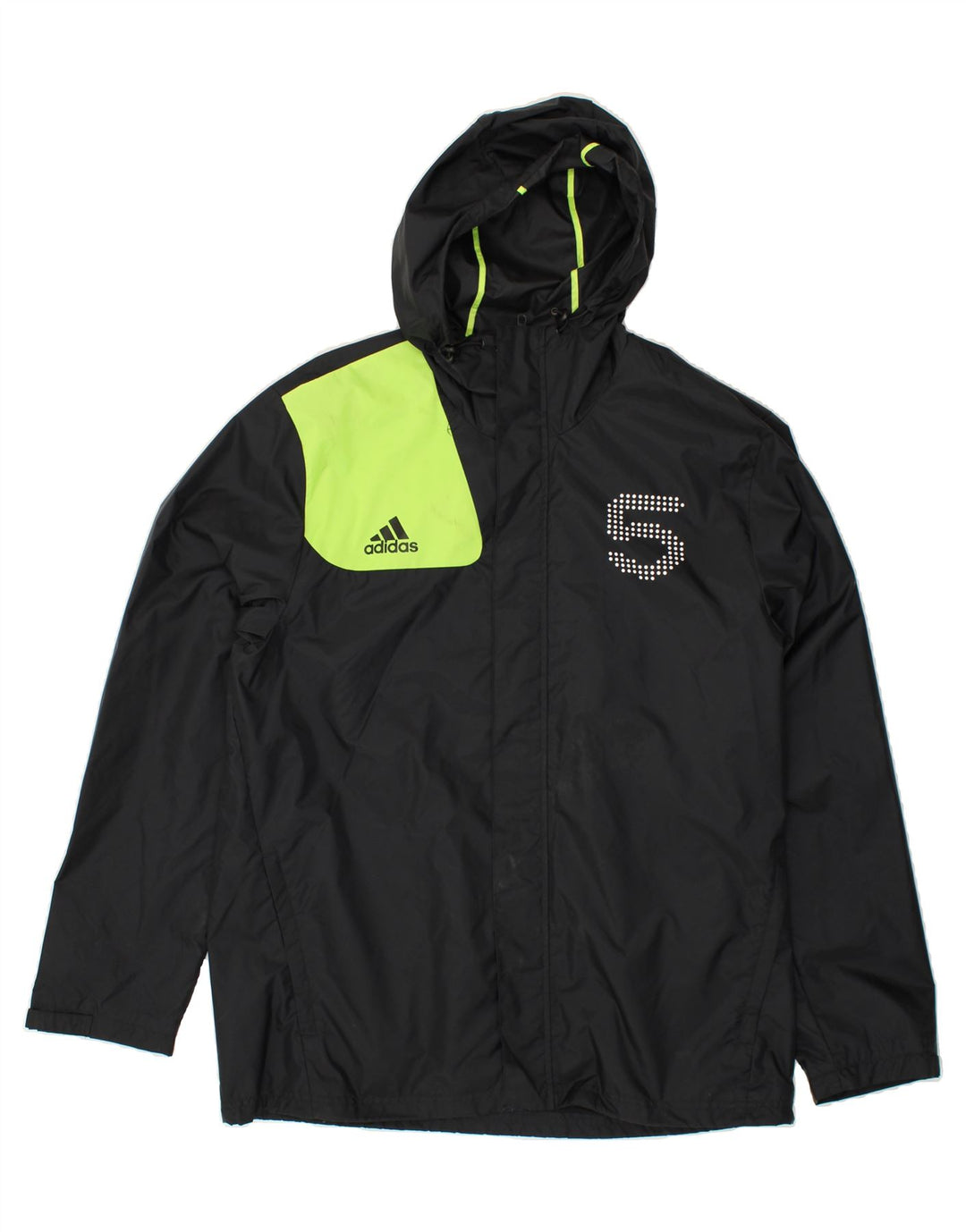 ADIDAS Mens Hooded Rain Jacket UK 40 Large Black Colourblock Polyester Vintage Adidas and Second-Hand Adidas from Messina Hembry 