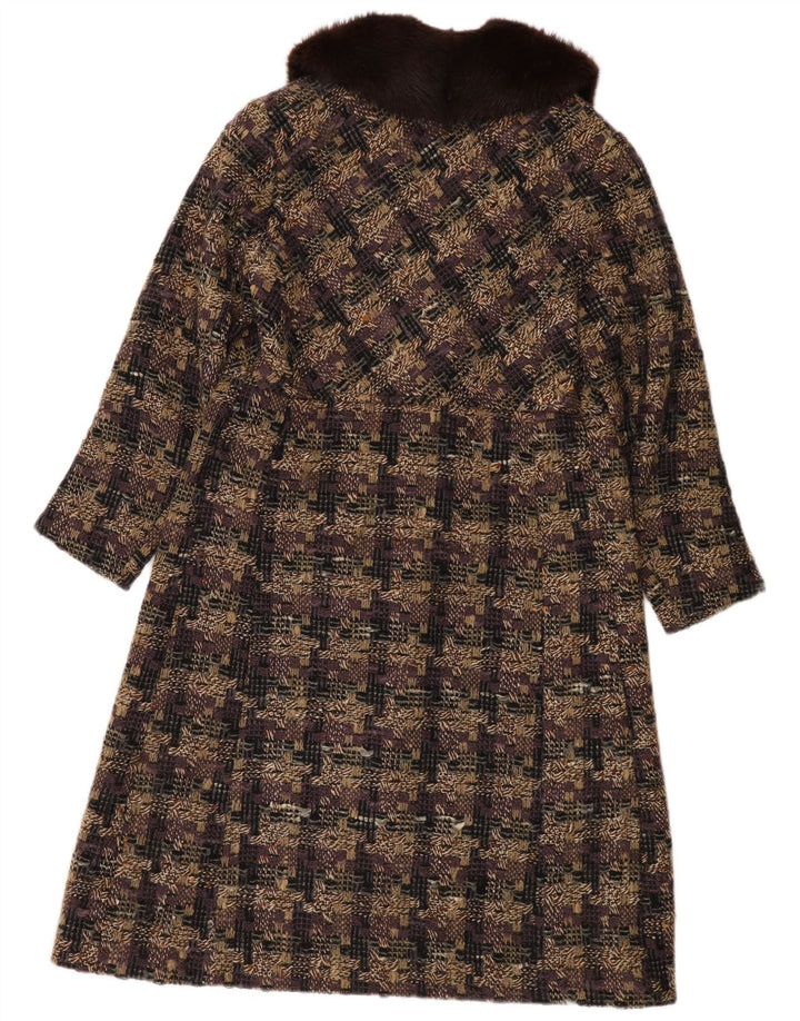VINTAGE Manteau Femme UK 14 Moyen Carreaux Multicolores