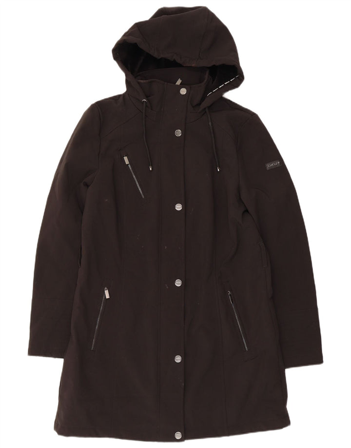 Dkny Veste Parka à capuche pour femme UK 12 Medium Noir Polyester