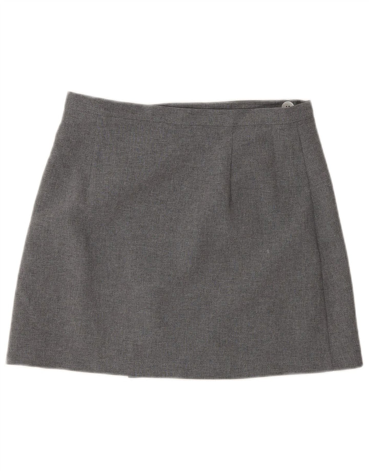Sisley Femme Mini Jupe Portefeuille Taille Haute IT 44 Moyen W26 Gris Polyester