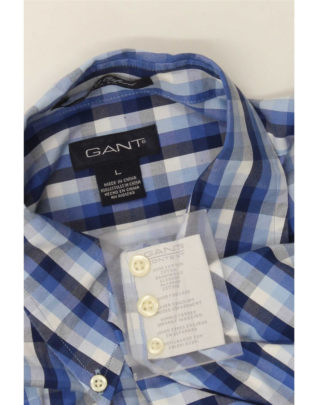 Gant Chemise Homme Grand Carreau Bleu Coton