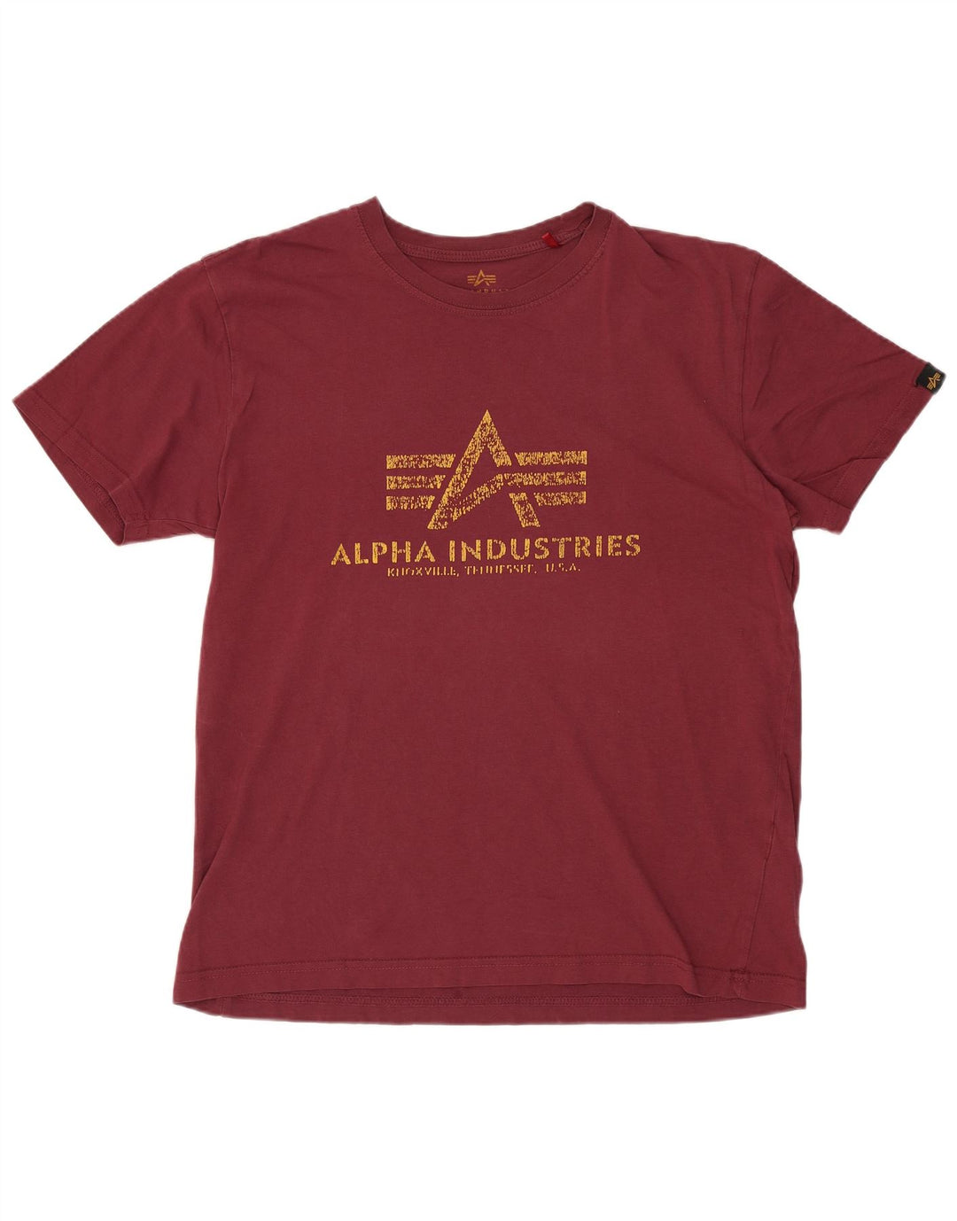 ALPHA INDUSTRIES T-shirt graphique pour femme UK 14 Coton bordeaux moyen