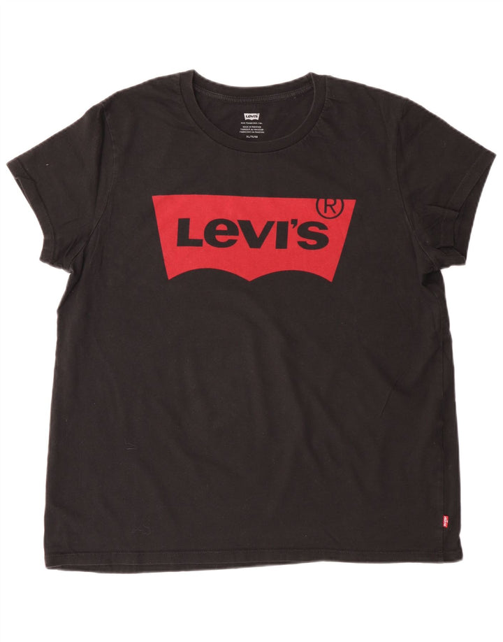 LEVI'S T-Shirt Graphique Femme UK 18 XL Noir