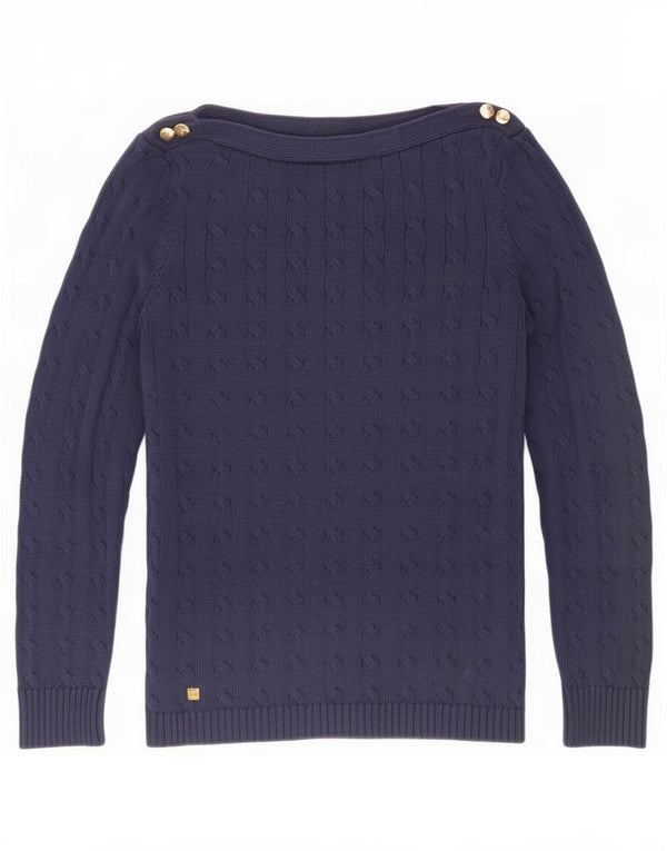Ralph Lauren Pull col bateau pour femme UK 12 Bleu marine moyen Coton