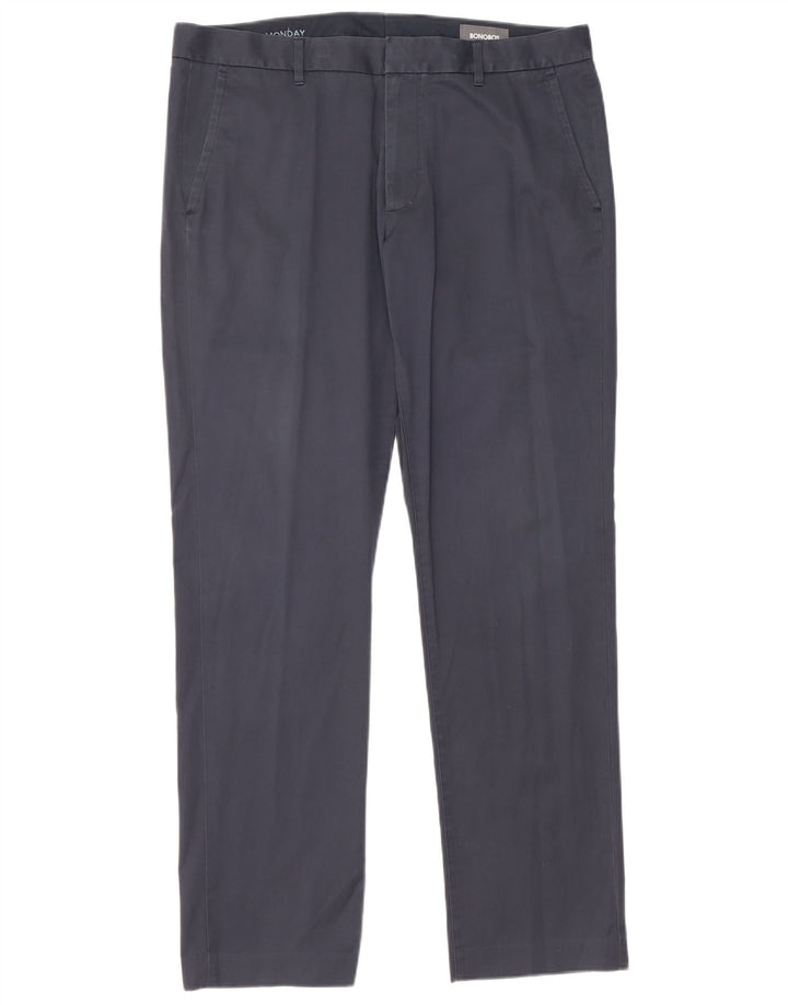 BONOBOS Pantalon Chino Droit Homme Monday W35 L32 Bleu Marine Coton