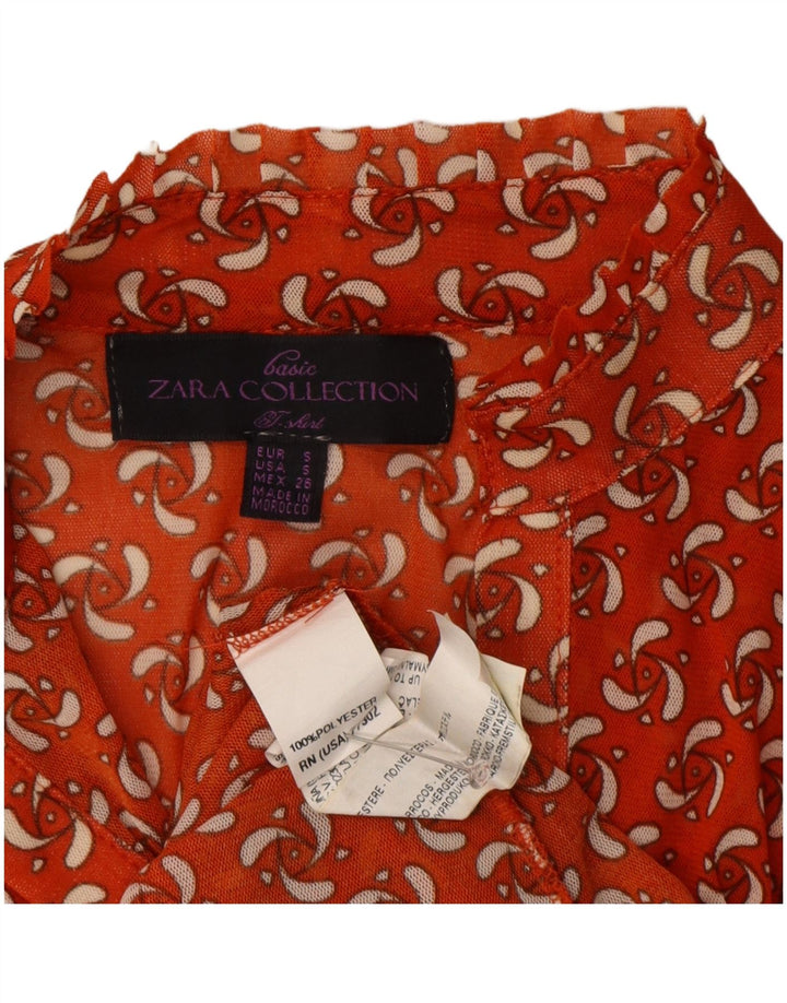 Zara Chemisier à manches courtes pour femme Motif abstrait UK 8 Petit Orange