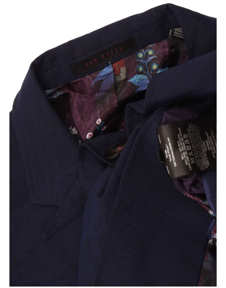 Ted Baker Veste Blazer 2 Boutons Homme UK 44 2XL Bleu Marine Laine