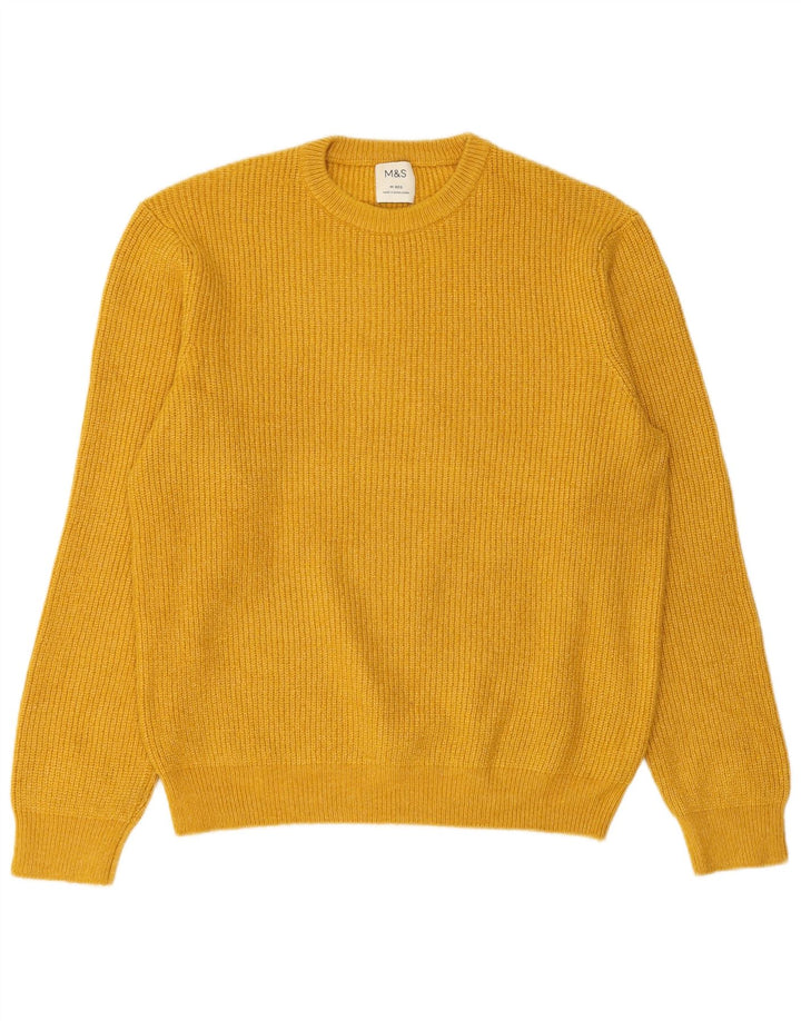 MARKS & SPENCER Pull Col Ras du Cou Homme Jaune Moyen Polyamide