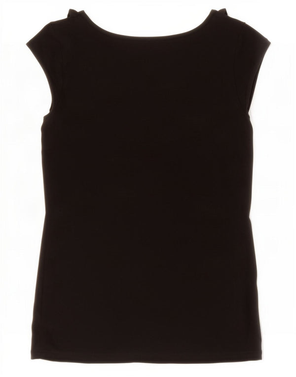 Oasis Chemisier à volants sur le devant pour femme UK 10 Small Noir Viscose