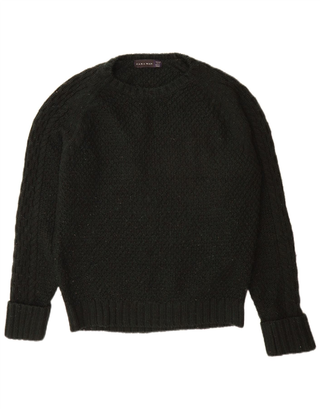 Zara Homme Pull Col Ras Du Cou Acrylique Noir Moyen