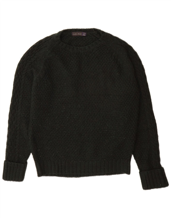 Zara Homme Pull Col Ras Du Cou Acrylique Noir Moyen