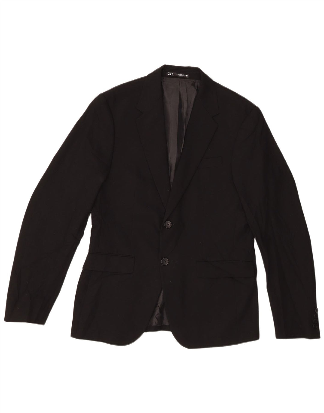 Zara Veste Blazer 2 Boutons Homme EU 48 Viscose Noir Moyen
