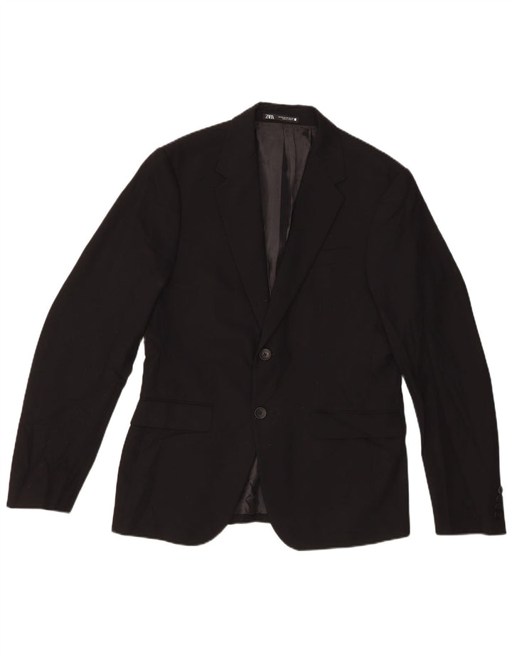 Zara Veste Blazer 2 Boutons Homme EU 48 Viscose Noir Moyen