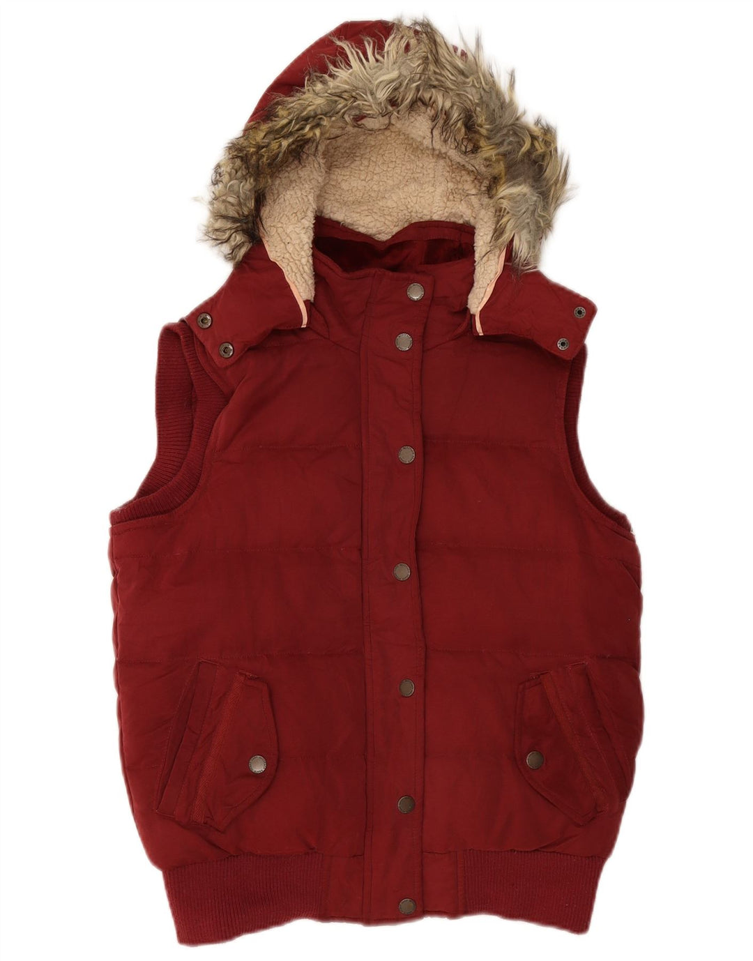 FAT FACE Gilet rembourré à capuche surdimensionné pour femme UK 10 Petit Marron Polyester