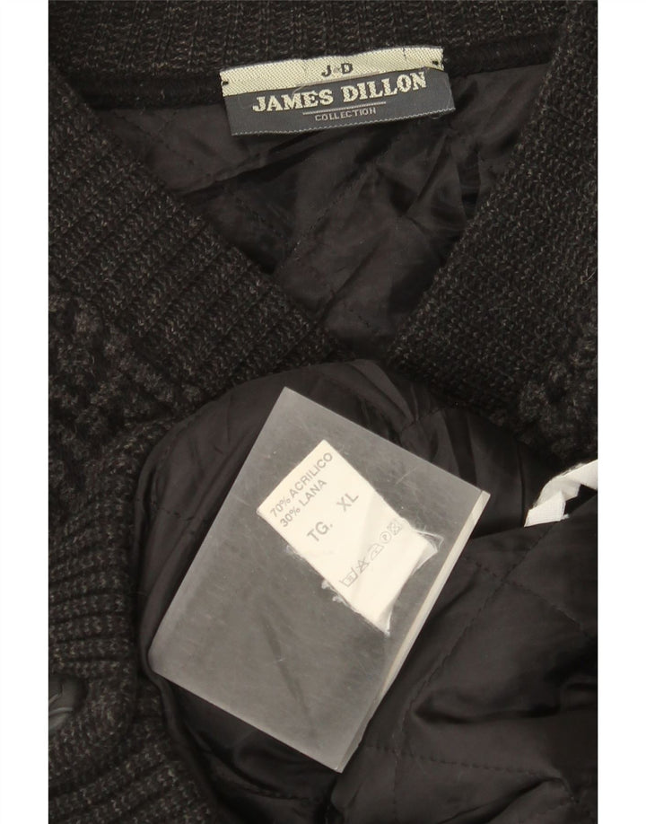 James Dillon Cardigan Homme Pull XL Gris Chevron Acrylique