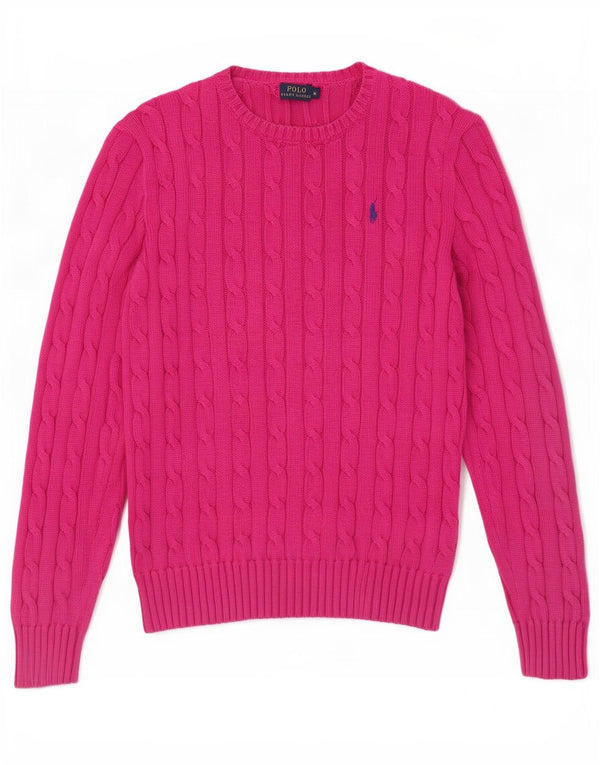 Polo Ralph Lauren Pull à col rond pour femme UK 12 Coton rose moyen