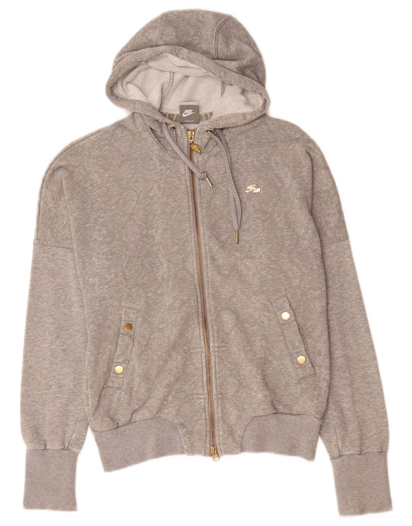 Nike Pull à capuche zippé pour femme UK 10/12 Gris moyen en coton