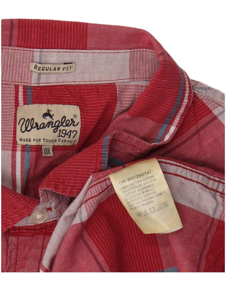 WRANGLER Chemise à manches courtes pour homme, coupe régulière, en coton à carreaux roses, 3XL