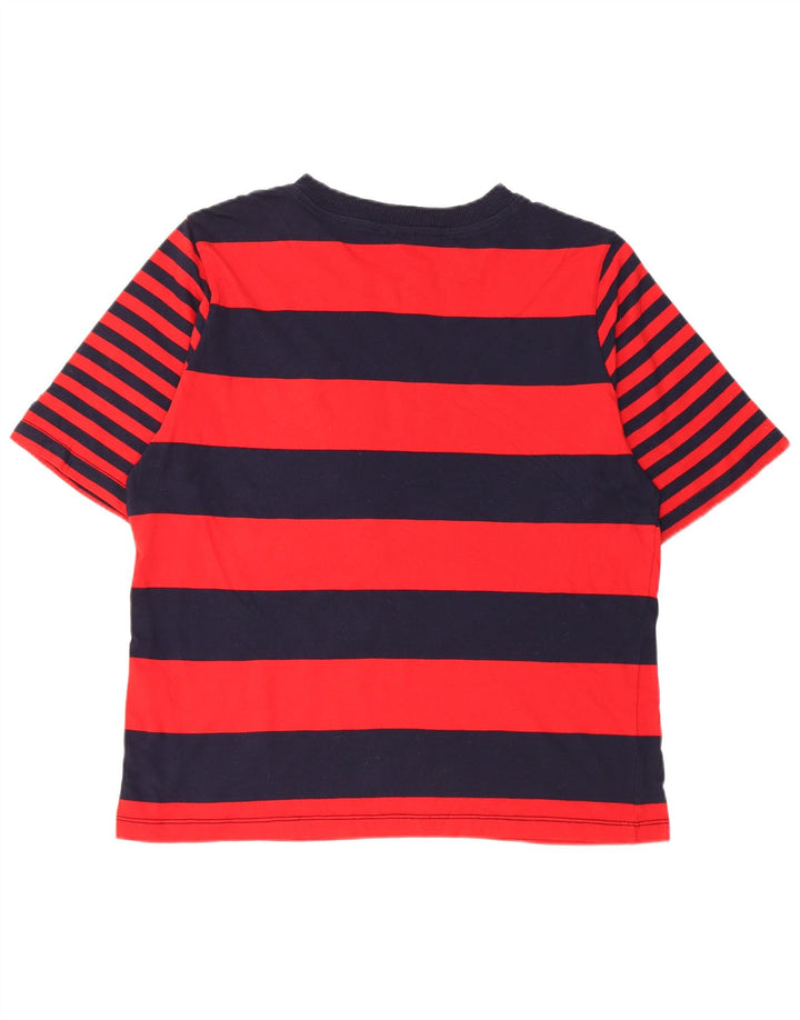 BENETTON Homme T-Shirt Top Bleu Marine Rayé Coton