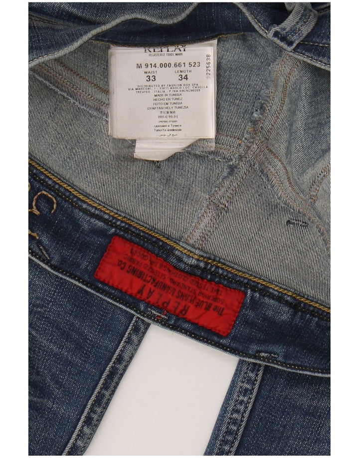 Replay Jean Slim Anbass Homme W33 L34 Bleu Coton