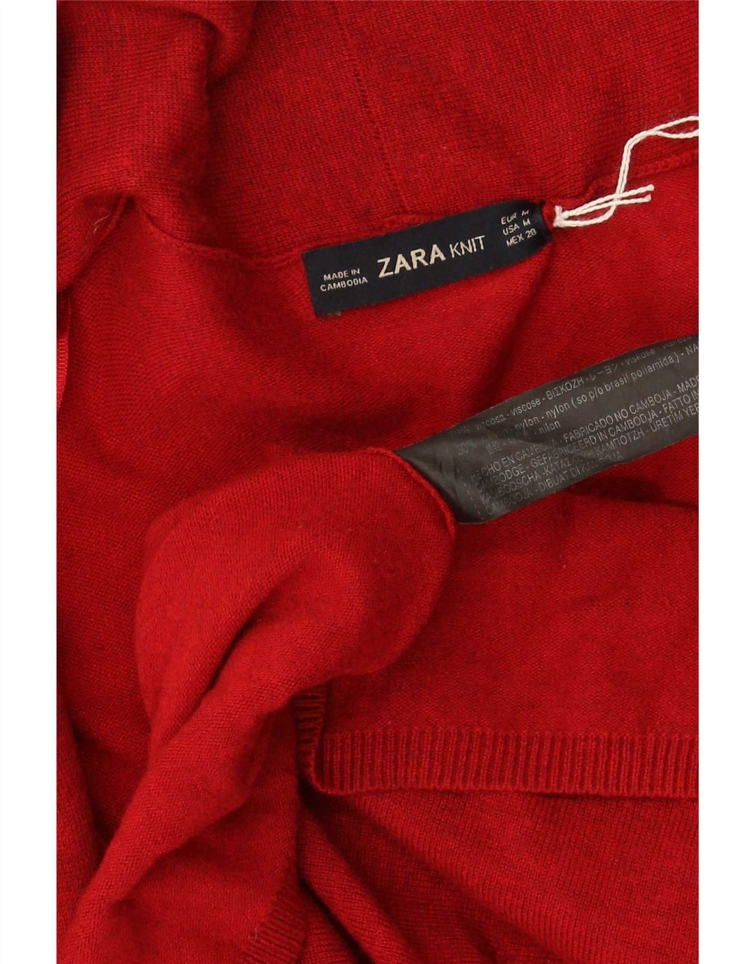 Zara Cardigan Femme Pull UK 12 Viscose Rouge Moyen
