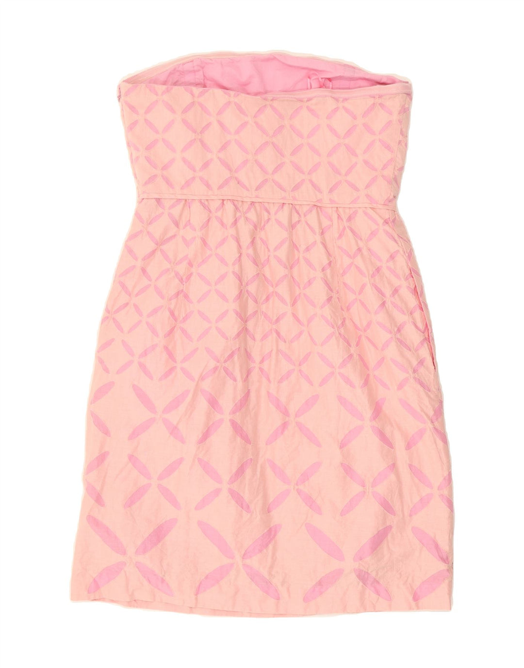 J. CREW Womens Strapless Dress US 4 Small Pink Geometric Cotton Vintage J. Crew and Second-Hand J. Crew from Messina Hembry 
