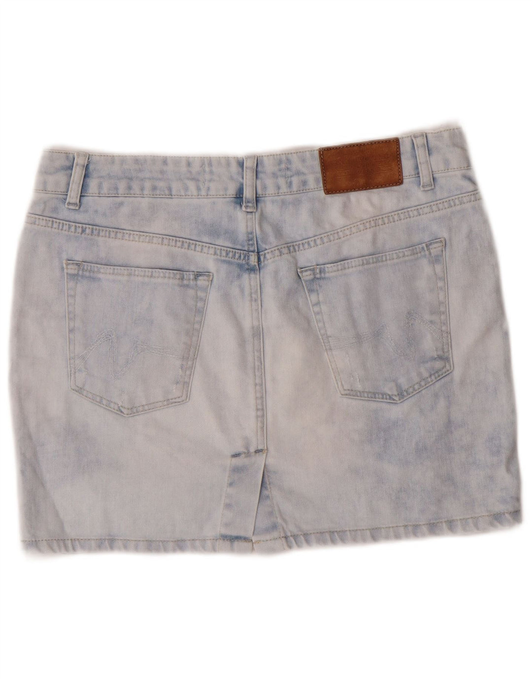 Zara Jupe en jean délavé à l'acide pour femme EU 40 Medium W30 Bleu Coton Classique