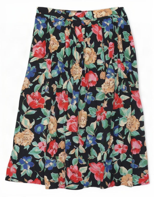 jupe plissée femme vintage W32 Grand Noir Floral