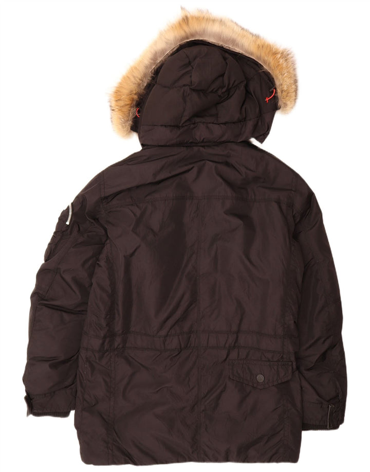 Fire and Ice Manteau rembourré à capuche pour homme EU 48 Medium Noir Polyamide