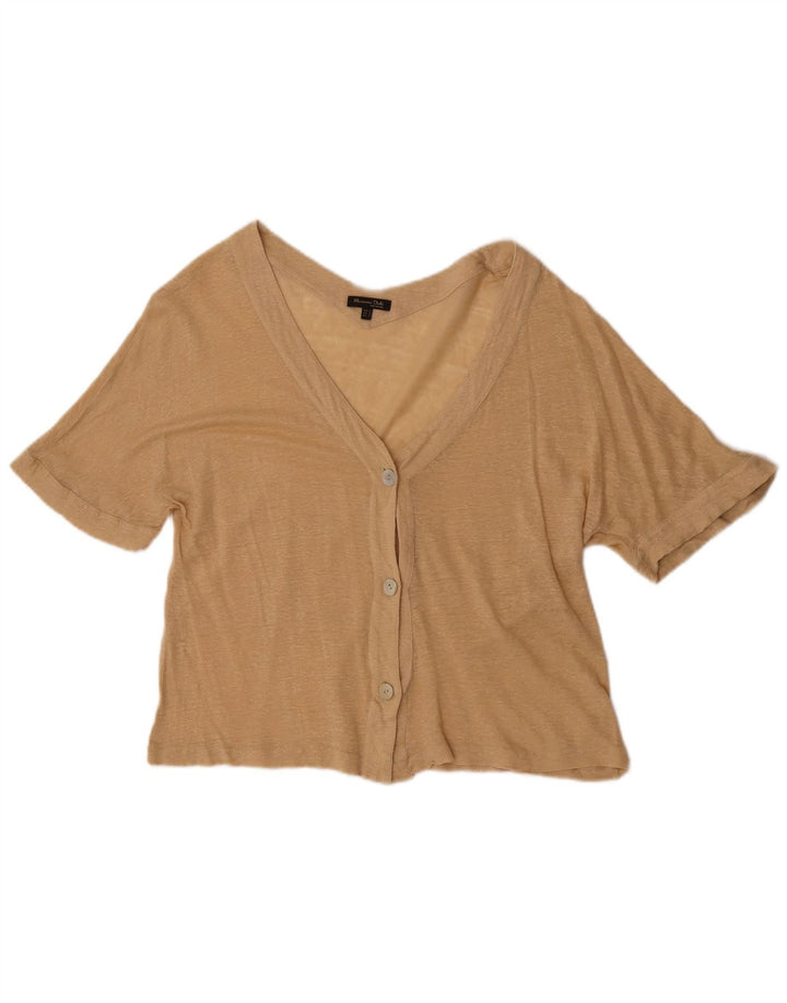 Massimo Dutti Cardigan à manches courtes pour femme Beige moyen UK 14