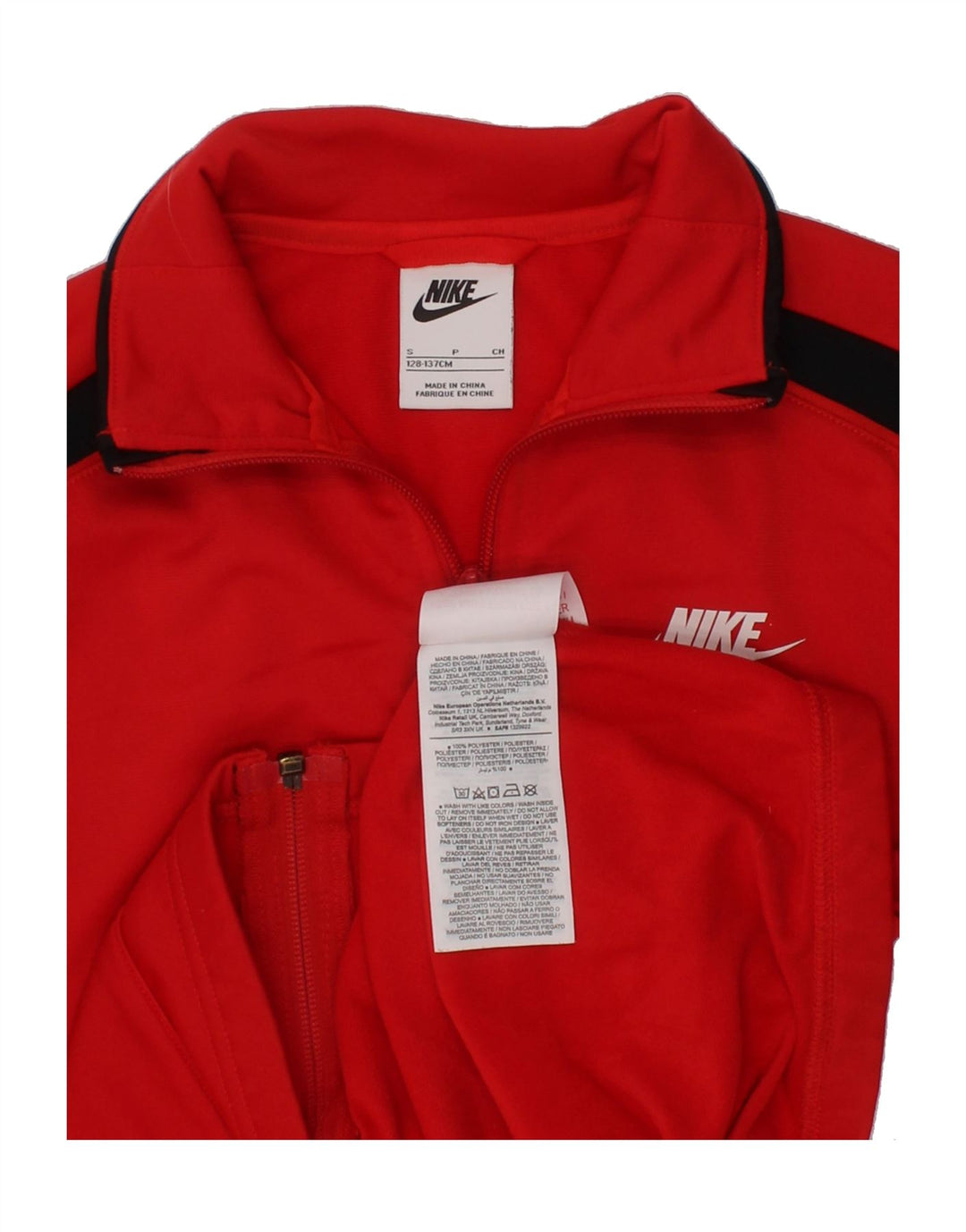 NIKE Boys Tracksuit Top Jacket 8-9 Years Small  Red Colourblock Polyester Vintage Nike and Second-Hand Nike from Messina Hembry 