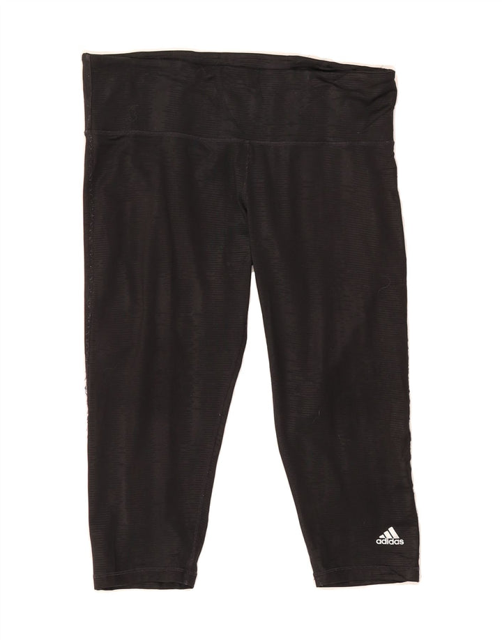 ADIDAS Womens Climalite Capri Leggings UK 14 Large  Black Polyester Vintage Adidas and Second-Hand Adidas from Messina Hembry 