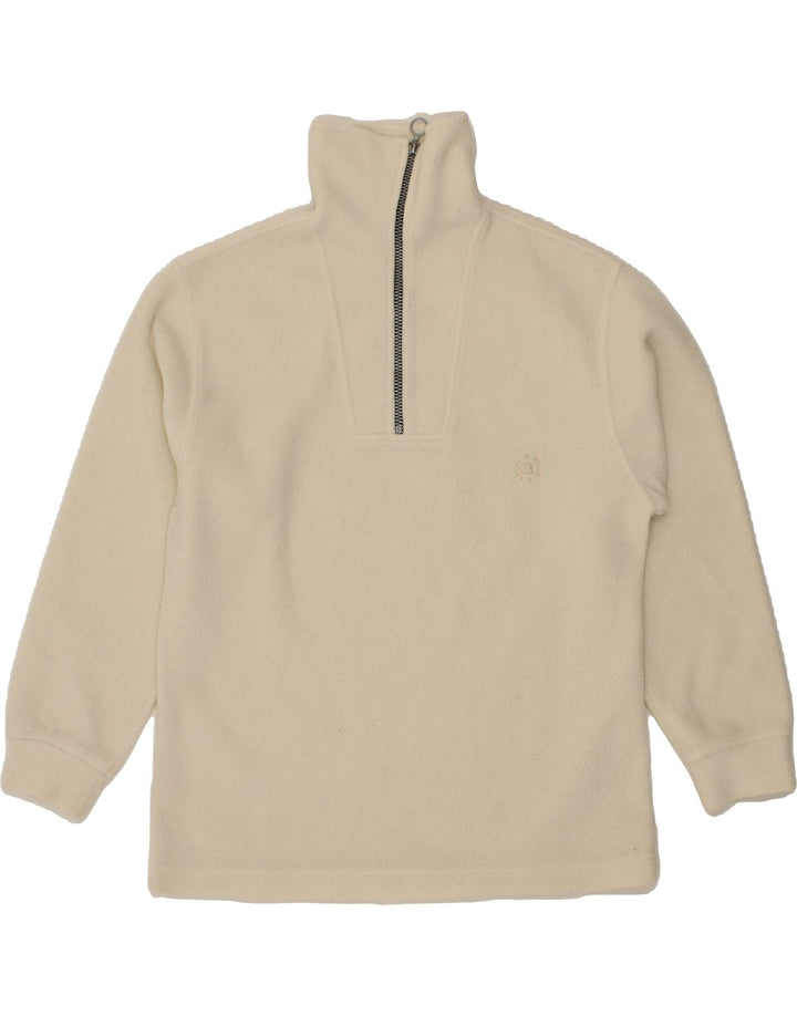 BELFE & BELFE Womens Zip Neck Fleece Jumper UK 14 Medium Off White Vintage Belfe & Belfe and Second-Hand Belfe & Belfe from Messina Hembry 