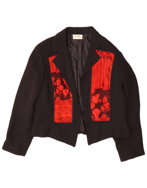 Dorette Veste blazer courte à 1 bouton pour femme IT 42 Noir moyen floral