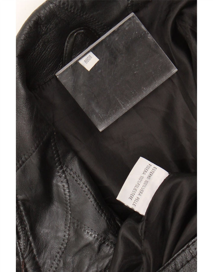 VINTAGE Veste en cuir homme UK 40 Grand cuir noir