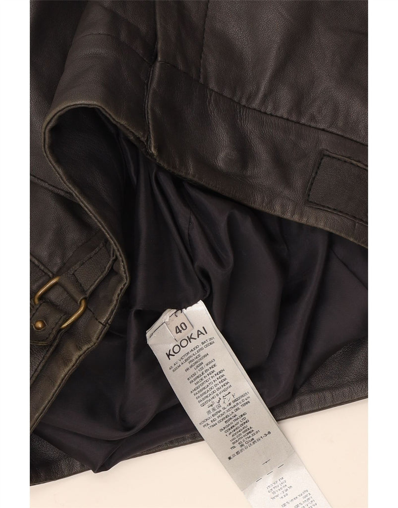 KOOKAI Womens Mini Leather Skirt EU 40 Medium W32 Navy Blue Leather Vintage Kookai and Second-Hand Kookai from Messina Hembry 