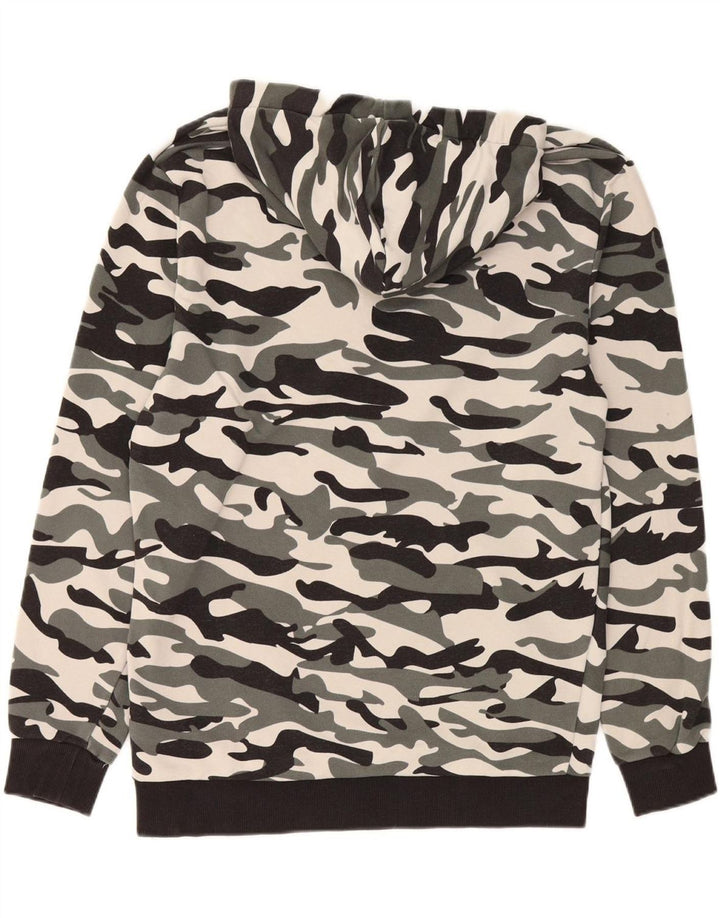 PUMA Mens Hoodie Jumper Medium Grey Camouflage Cotton