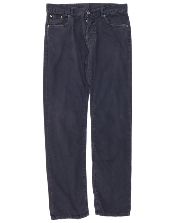 Benetton Pantalon Droit Casual Homme W34 L32 Bleu Marine