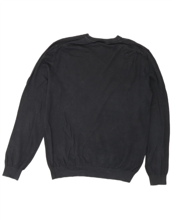 Benetton Pull à col rond pour homme Noir moyen classique