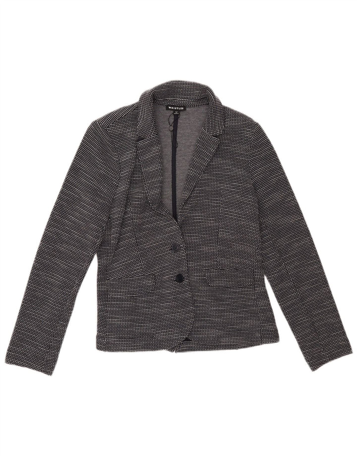 WHISTLES Veste blazer à 2 boutons pour femme UK 10 Petit coton rayé noir