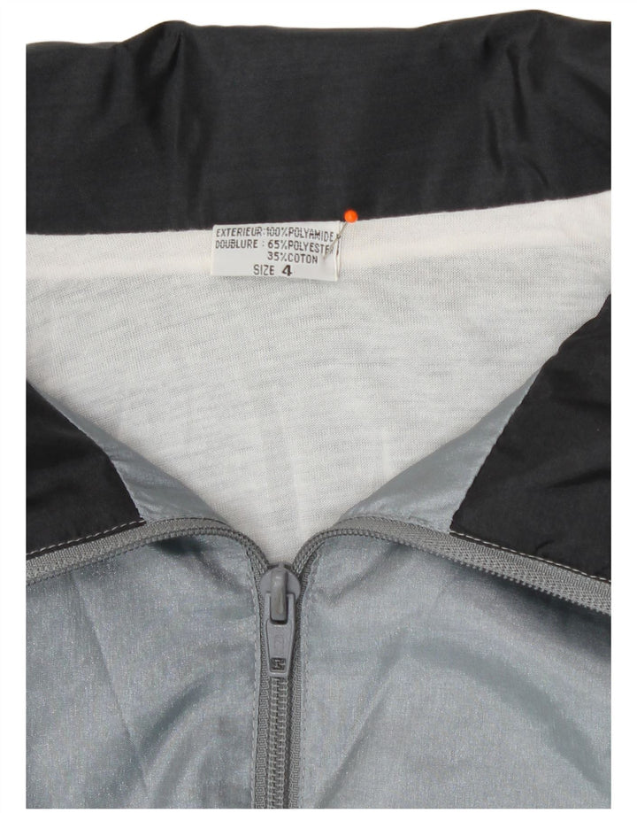 vintage Mens Survêtement Top Veste XL Gris Géométrique Polyamide