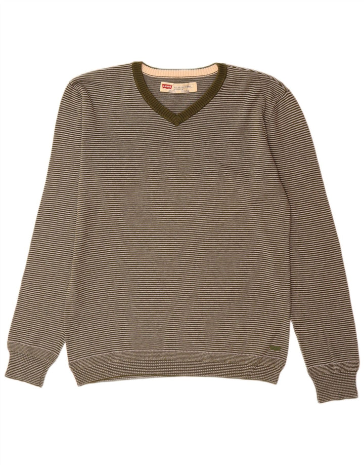 Levi's Pull Slim Fit Col V Homme Vert Moyen Rayures