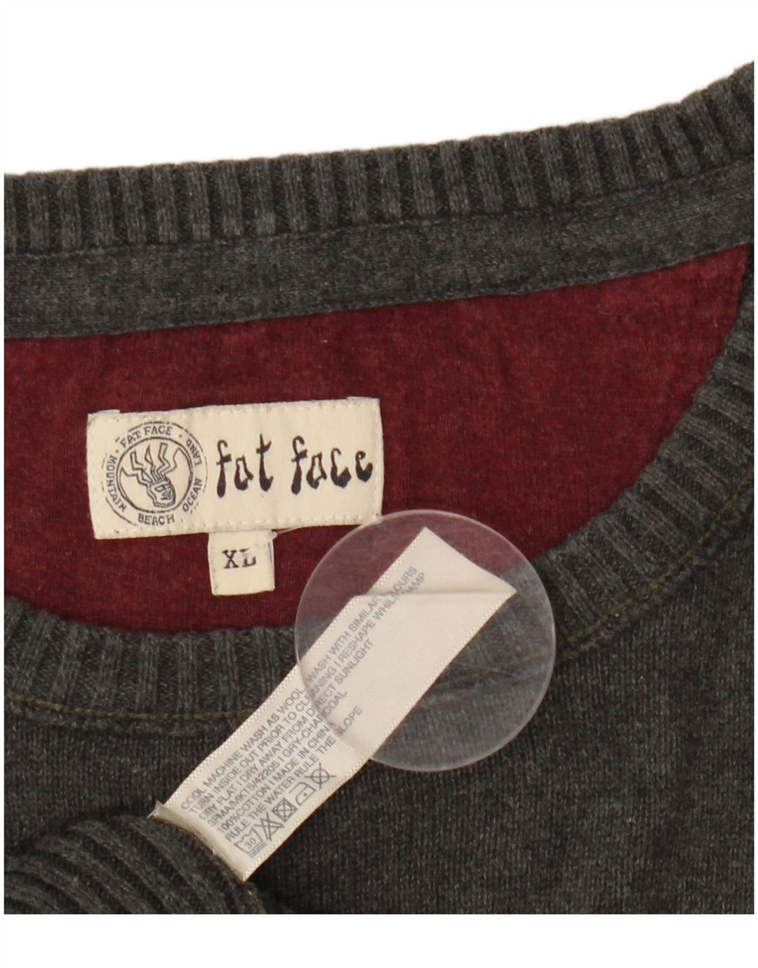 FAT FACE Pull col rond homme XL gris coton