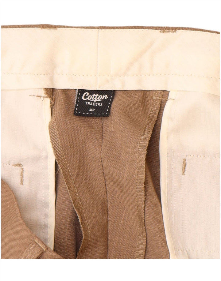 COTTON TRADERS Pantalon de Costume Droit Homme W42 L31 Beige Polyester