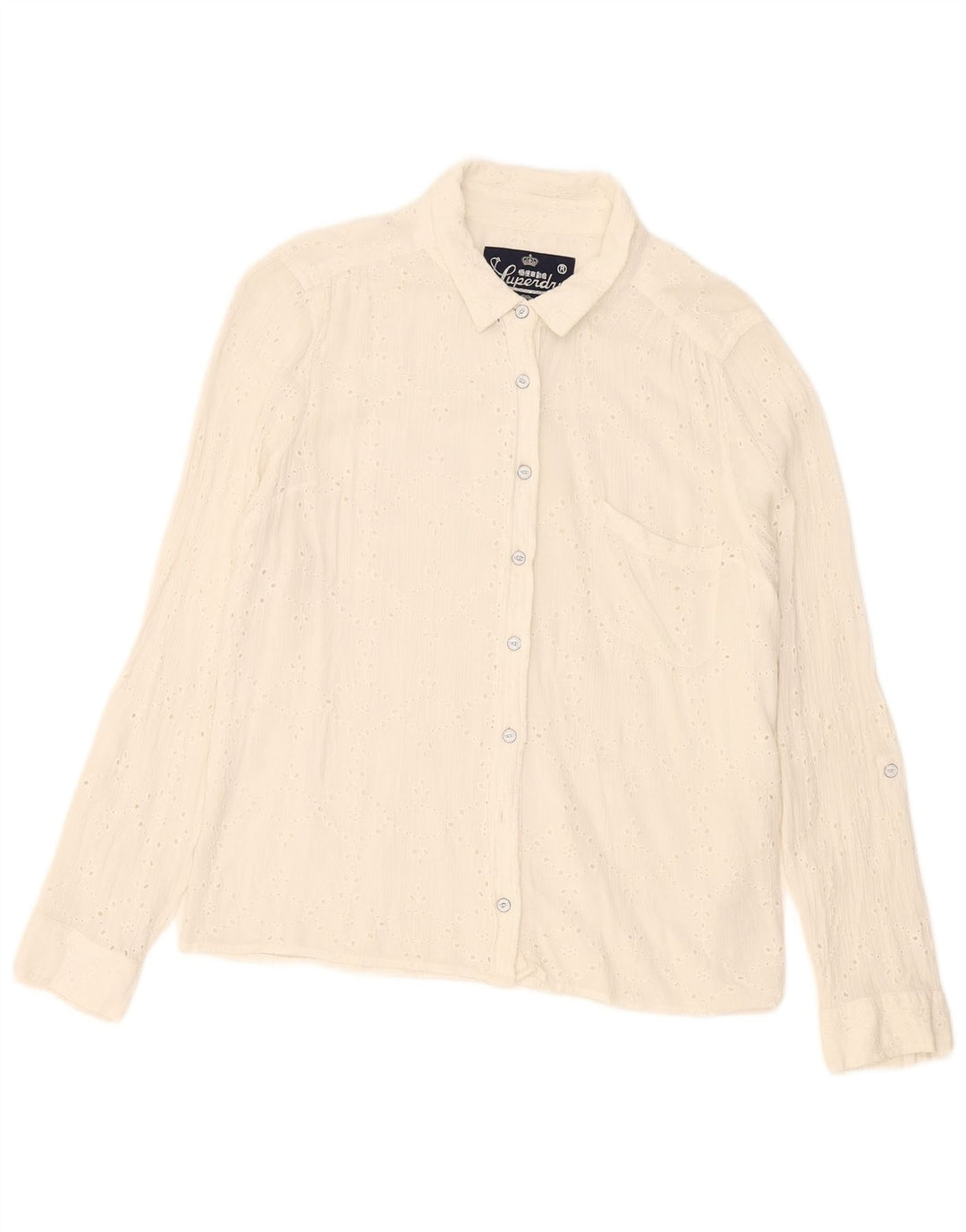 Superdry Chemise Femme UK 18 XL Coton Blanc