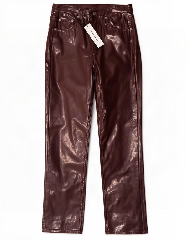 Topshop Pantalon droit femme UK 8 Small W26 L26 Violet Polyuréthane